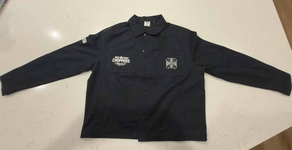 West Coast Choppers Black Work Jacket Cotton Embroidered Logo Size Large